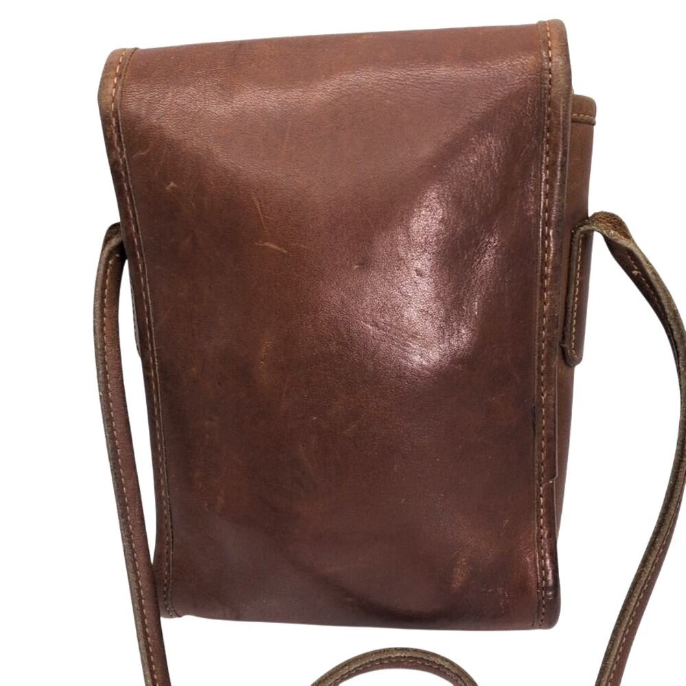 Vintage COACH 90s Brown Tan Scooter Small Crossbody Bag Small Turn Lock USA Made - Picture 5 of 11